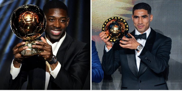 Ousmane Dembélé félicite Achraf Hakimi après son sacre au Ballon d’Or africain